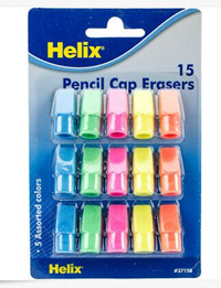 Helix Pencil Cap Erasers 15pk.