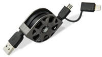 DOURADA Black Retractable Sport 2 in 1 USB to Lightning & Micro USB
