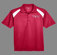 TSTC Harriton Red/White Shoulder Stripe Mens Polo