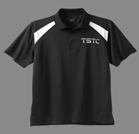 TSTC Harriton Black/White Shoulder Stripe Mens Polo